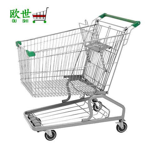 供应100L德式常规款手推车商城电梯轮手推车德式金属购物手推车