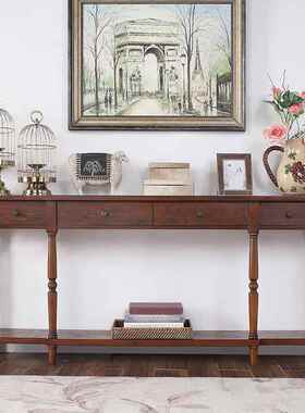 案式入玄关台美客厅过道条桌收纳柜实木玄OVZ关柜欧式户玄关桌置