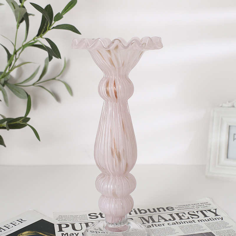 欧式轻奢创意玻璃烛台高档玻璃花瓶客厅餐桌家居插花工艺品摆件