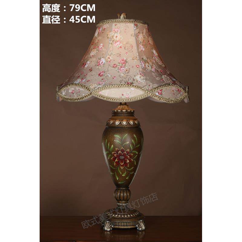 美式乡村田园客厅台灯欧式复古餐厅卧室书房手工彩绘装饰大台灯