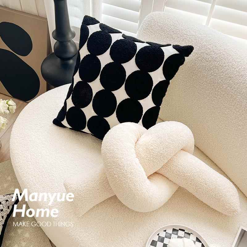 蔓越家 ins风艺术扭扭条沙发抱枕靠垫靠背样板间靠枕抱枕套不含芯