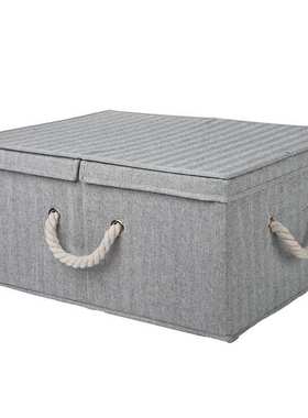 厂家现货，可折叠灰色双盖人字布收纳箱  桌面整理箱  布艺收纳盒