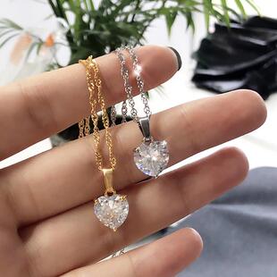Heart Necklaces For Women Stainless Steel Gold Plated Chain