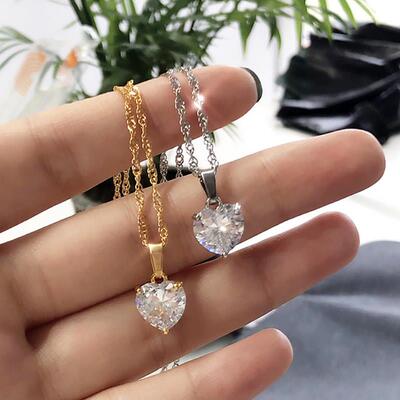 Heart Necklaces For Women Stainless Steel Gold Plated Chain
