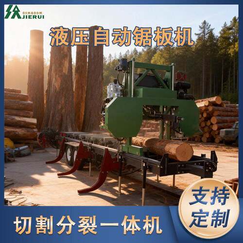 重型液压锯床配备龙门框架结构稳定液压送料辅助可大直径原木切割