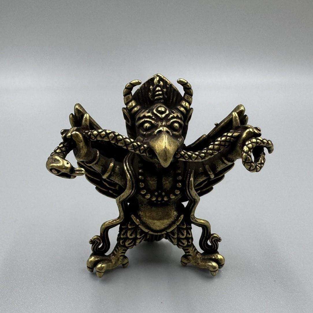 黄铜大鹏金翅鸟摆件藏式大鹏鸟藏族挂件吊坠禅意铜制铜制工艺品
