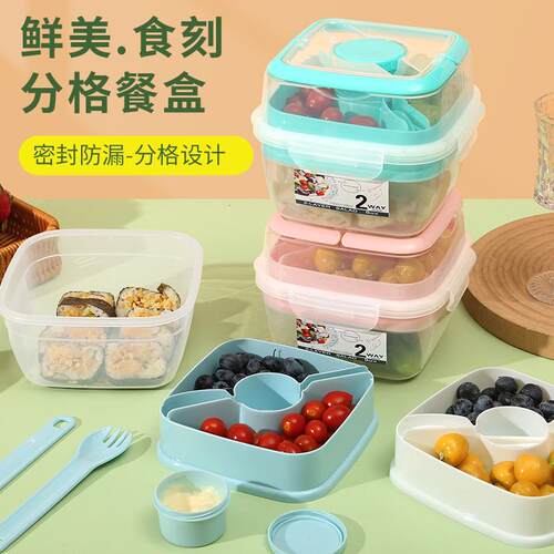 Portable Sealed Salad Box, Simple Compartment Bento Box, Han