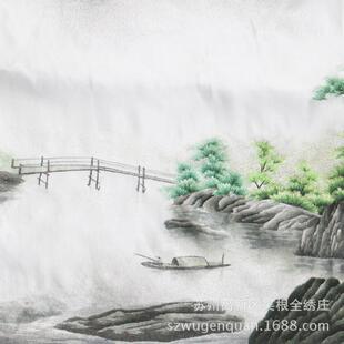 苏绣客厅办公室会议景室酒片店绣大装饰画刺绣山河ABG风画
