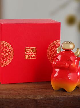 正品铜牛柿摆件客厅桌桌面玄关酒柜办公面装饰黄品乔装迁饰品招财