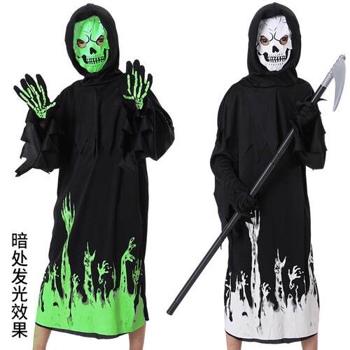 Glow Grim Reaper Scythe Costume, Halloween Vampire Outfit