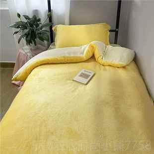 新款冬珊瑚件绒三件套学生宿舍天床上180×220四双面套绒毛绒床单