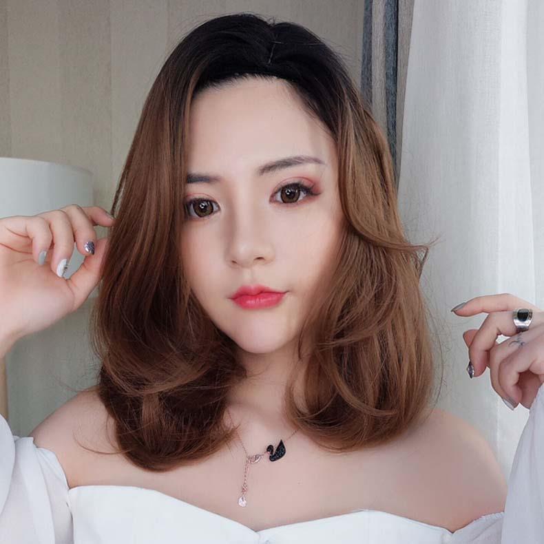 新款直销假发女短发齐肩锁骨发短卷发发套侧分网红侧分中长发发梨