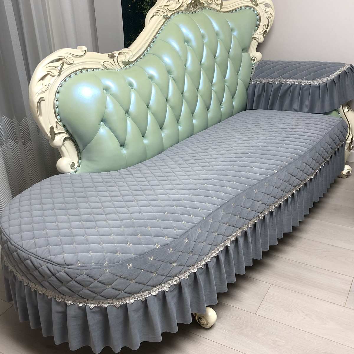 2023新款貂绒柔软坐垫沙发套布艺防滑定做简约米白飘窗垫加厚贵