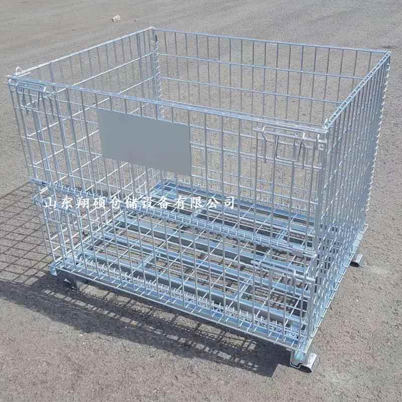 折叠式仓储笼金属补强结构保证仓储笼相互之间堆叠的稳定