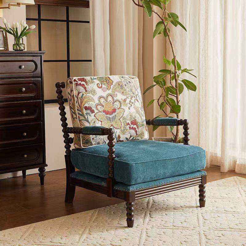美式沙发椅布艺休闲单人小沙发小户型简约北欧现代老虎椅休闲椅子