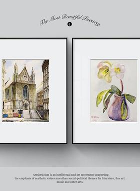 阿道夫·希特勒绘画艺术装饰画Adolf Hitler复古建筑水彩挂画墙画