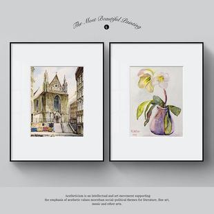 阿道夫·希特勒绘画艺术装 Hitler复古建筑水彩挂画墙画 饰画Adolf