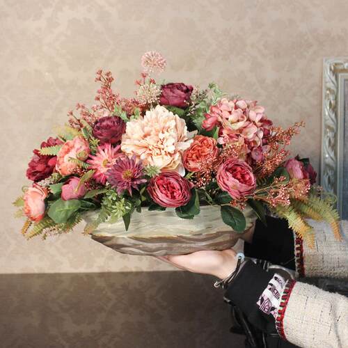 采购产品轻型豪华人造花插花套装，覆古人造花装饰，丝绸插花，客
