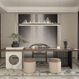 实具木现茶桌椅组合简约代轻奢板岩泡茶台家DYJ663韵味 新中式