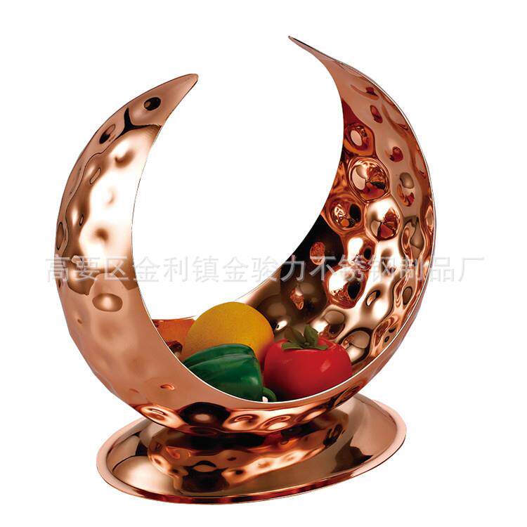 创意不锈钢锤印果篮水果盘高档刺身盘海鲜拼盘日料摆盘装饰品餐具