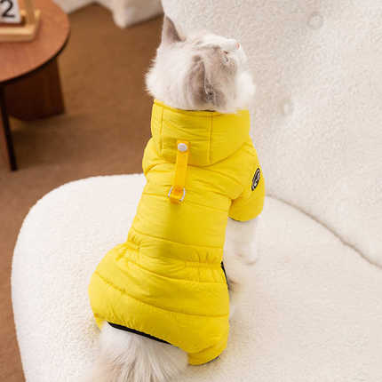 猫咪秋冬季保暖加厚简约纯色四脚棉衣小型犬泰迪比熊狗狗宠物衣服