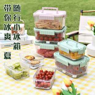 户外保鲜盒便携式自带冰格独立小冰箱保冷盒食品级野餐外出冷藏盒