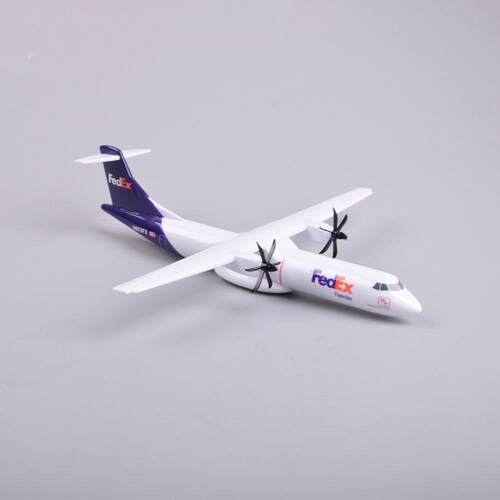 1:100联邦快递ATR72 FEDEX飞机模型带起落架螺旋桨收藏摆件27cm