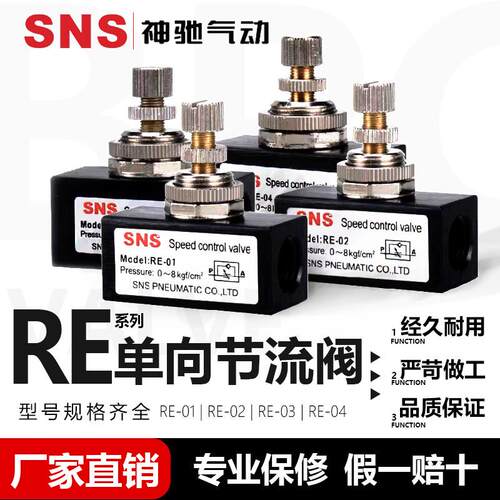 SNS神驰气动RE系列流量控制阀RE-01 RE-02 RE-03 RE-04节流阀