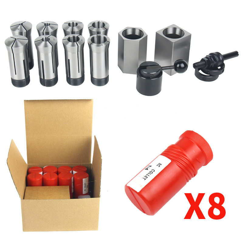 8pcs筒夹头u3套装5c套夹头四方机夹5c+磨刀 弹簧组合新品六方