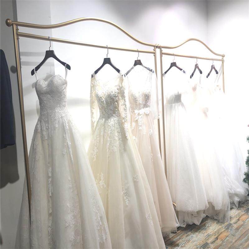 金色婚纱展示架落地式影楼工作室旗袍礼服货架铁艺服装店挂衣架