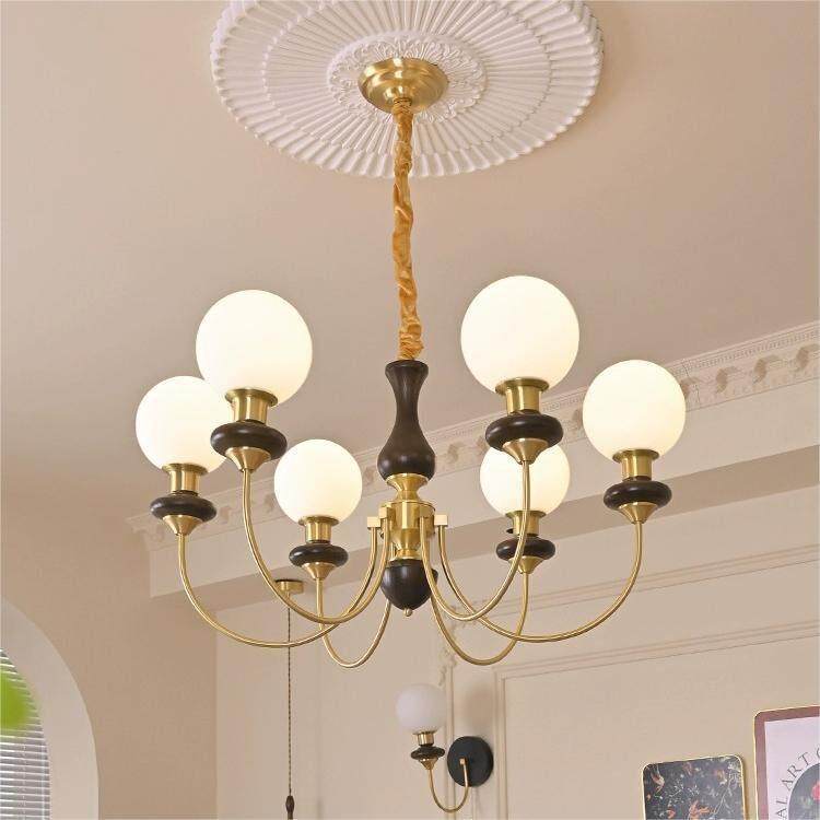 魔豆胡桃色客厅吊灯法式中古南洋防风灯具实木覆古饭厅卧室全铜吊,家装灯饰光源,客厅吊灯,淘宝优惠券,粉丝福利购,淘宝优惠卷