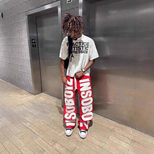 Red Baggy Fit Zip Up Track Set
