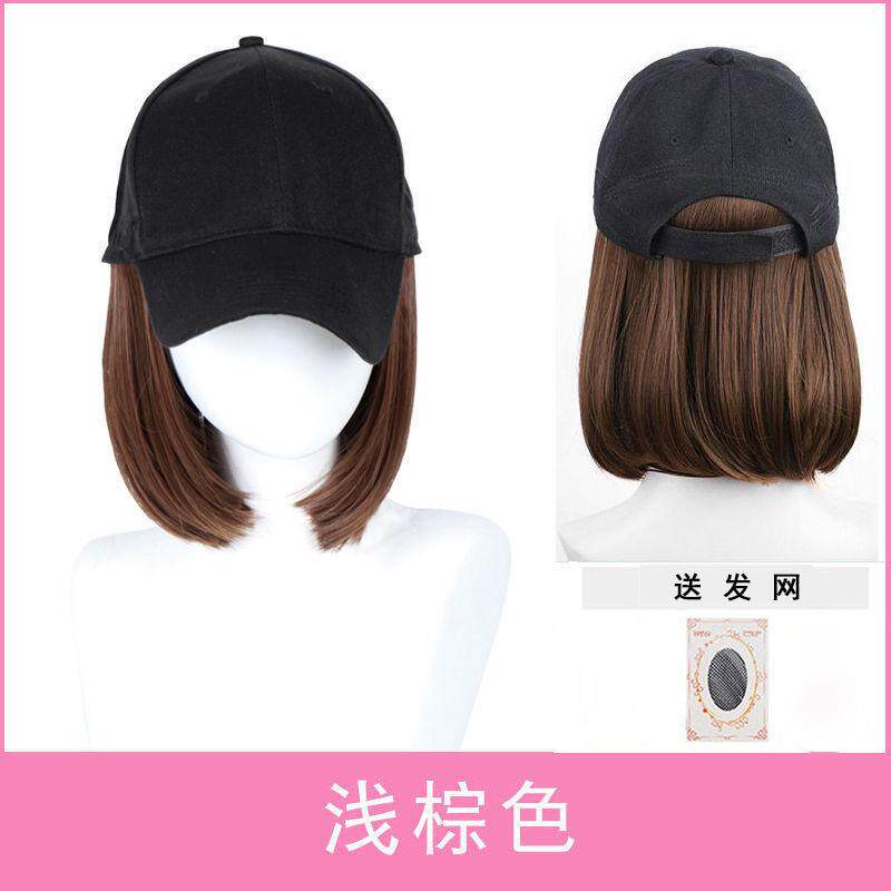 鸭舌帽波波头帽子帽子假发马尾图片