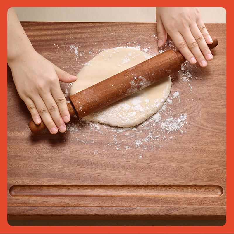 ?饺乌檀实木擀面大F76T5T65家用滚轴走锤擀面条子皮小号杖烘焙工