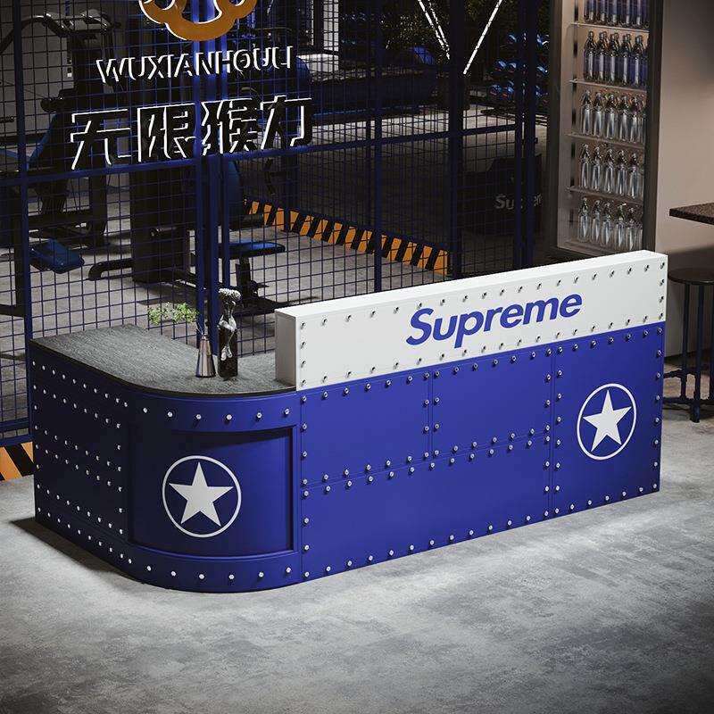 吧台收银台商用店铺小型创意服装店健身房铁艺工业风前台桌接待台