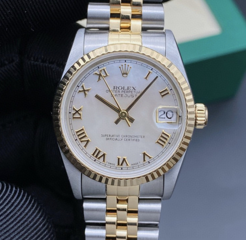 一口价98新31mm劳力士贝母盘白盘18k黄金68273自动机械女表正品