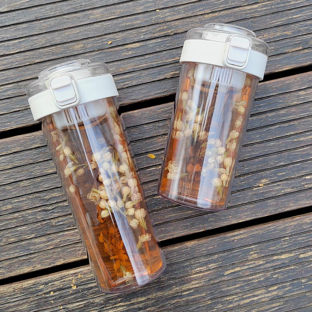 双层塑料水杯新款简约学生高颜值运动带茶漏直饮随行杯礼品可