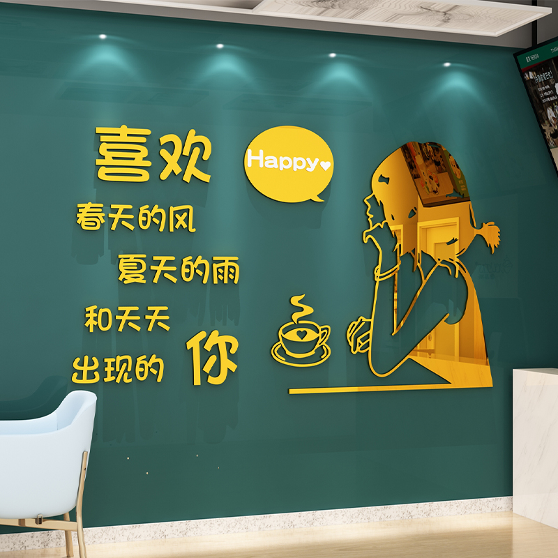 奶茶店墙壁面装饰咖啡烘焙蛋糕甜品店网红打卡拍照区氛围布置贴纸