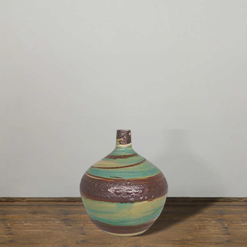 景德镇复古陶瓷插花瓶新中式桌面摆件侘寂风民宿酒店软装饰品水培