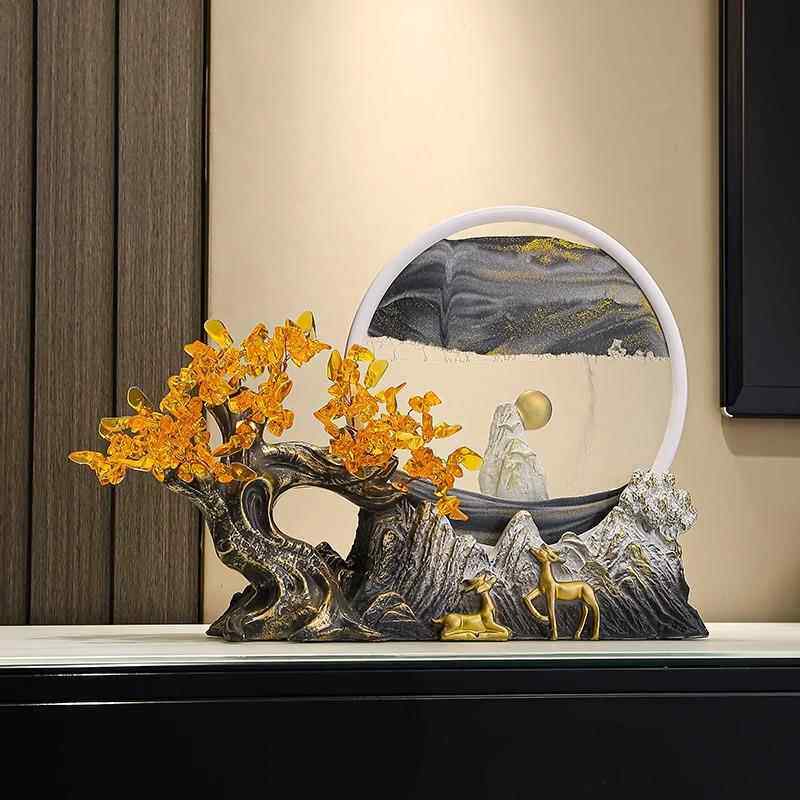办室公发树流沙画摆件新中客厅电视柜玄关沙漏解压财招财LGB式装