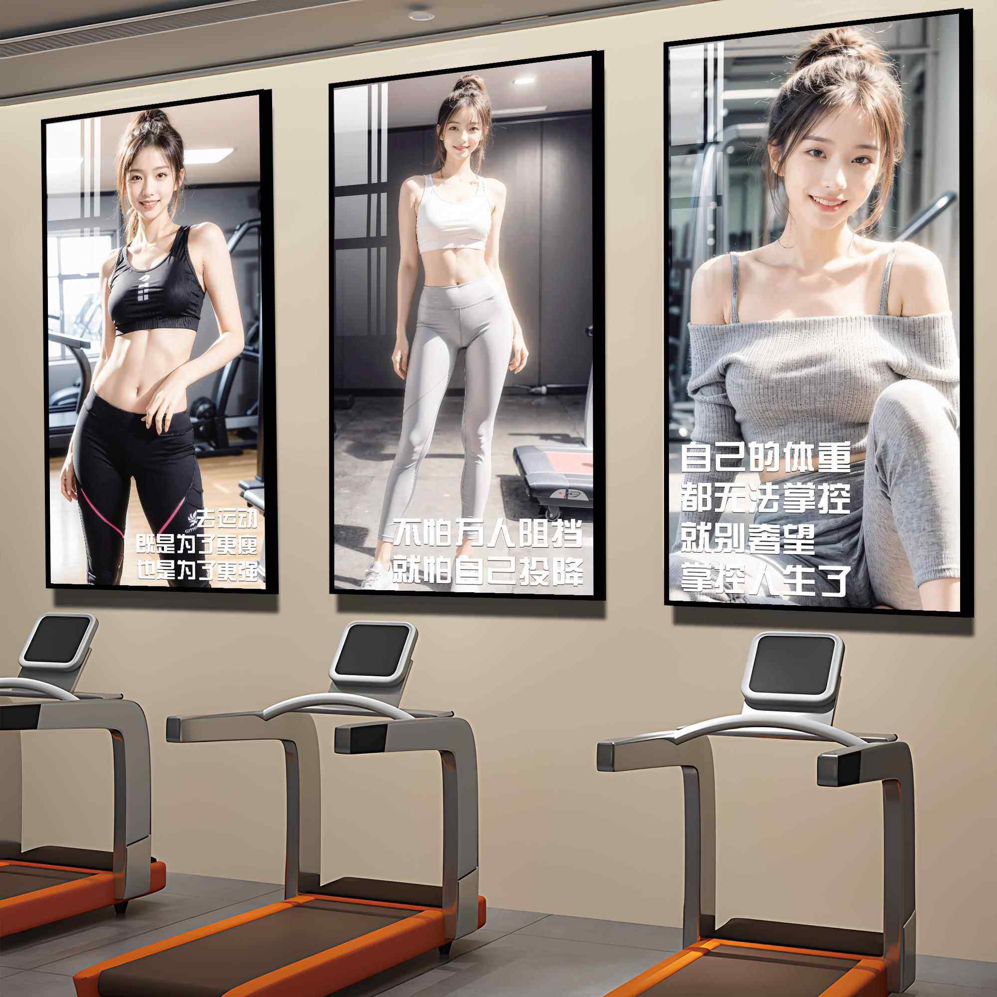 网红健身房墙面装饰画励志标语美女海报运动打卡形象背景文化墙贴,家居饰品,软装墙贴,淘宝优惠券,粉丝福利购,淘宝优惠卷