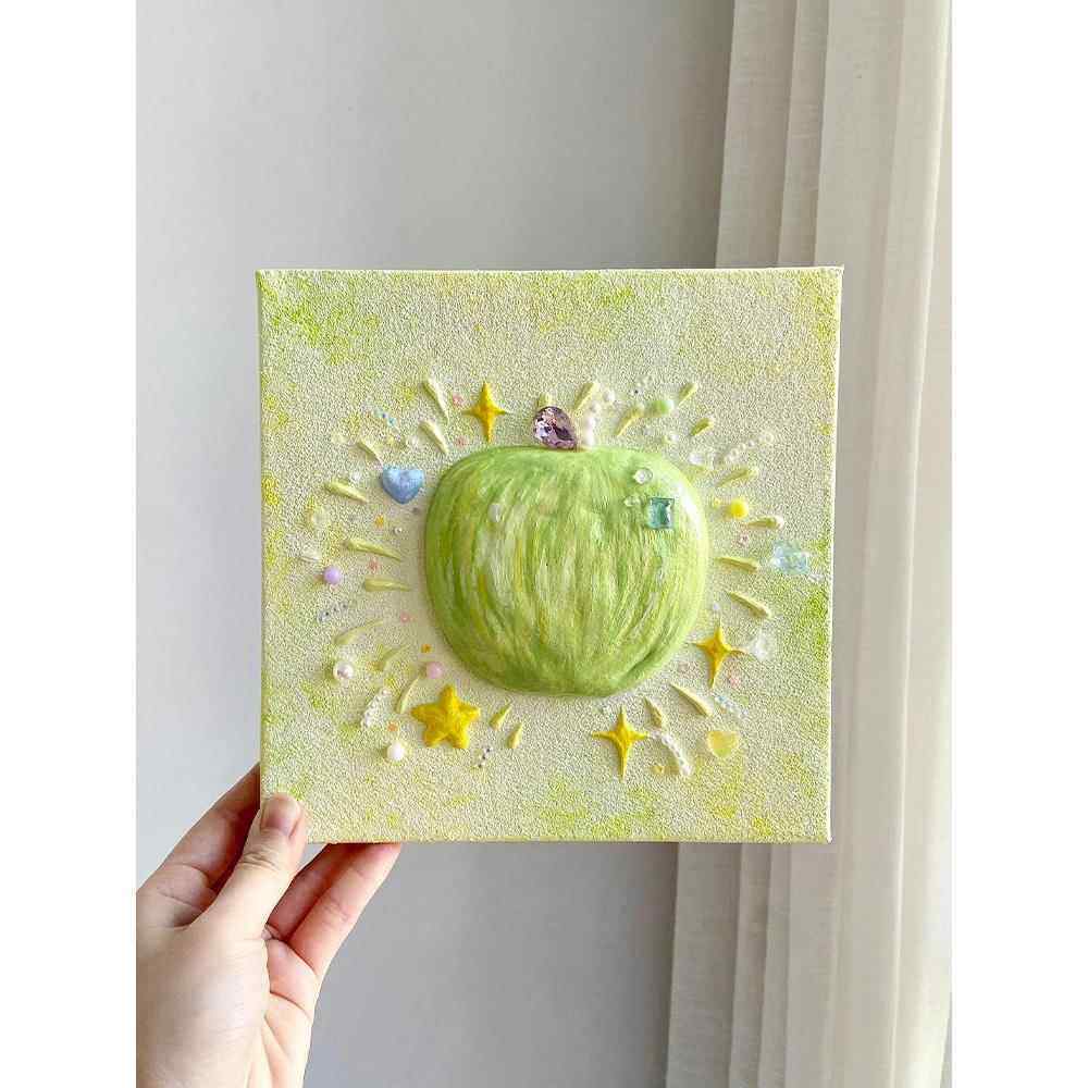 《一颗青苹果》多巴胺装饰画小众清新治愈壁画玄关沙发背景墙挂画,家居饰品,现代装饰画,淘宝优惠券,粉丝福利购,淘宝优惠卷