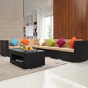 户外休闲沙发组合别墅室外酒店露台庭院花园防水防晒转角藤编沙发