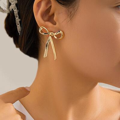 Bow shaped earrings knotted French minimalist earrings项链