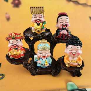 卡通财神五路财神摆件家居装饰中式商务礼品五圣君摆件财神摆设