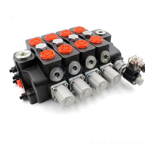 SD8电磁卸荷多路阀 90L 4联手动换向阀 315bar G1/2液压阀