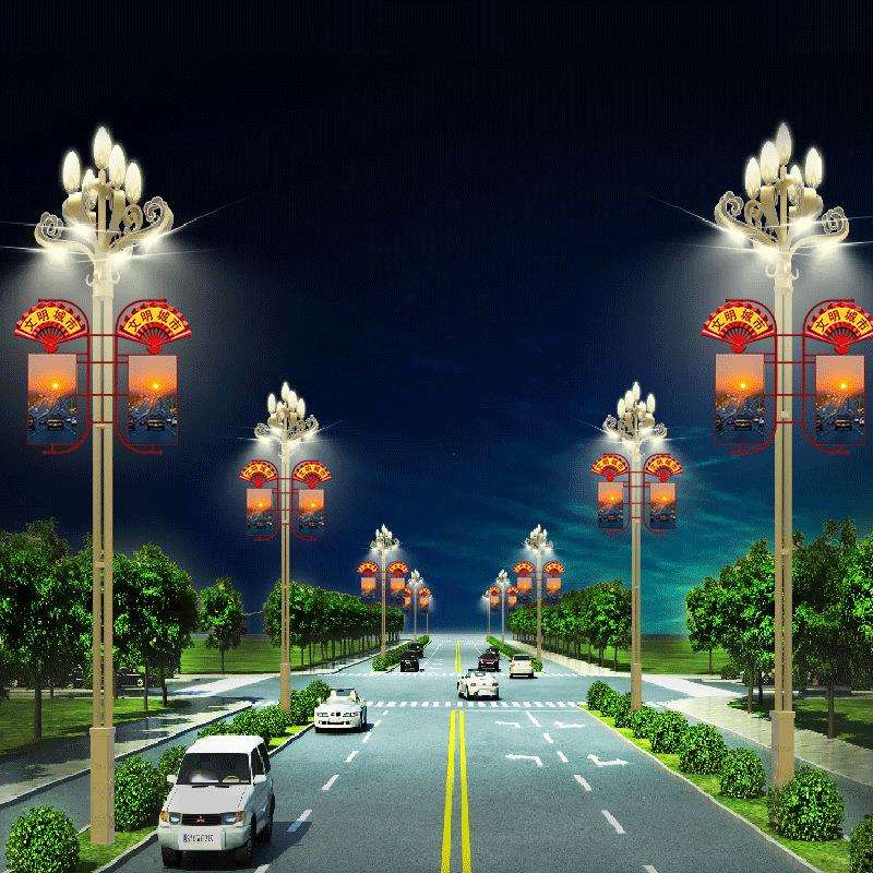 LED中国结灯发光太阳能工程亮化饰路灯杆装饰双耳中国结路灯厂家