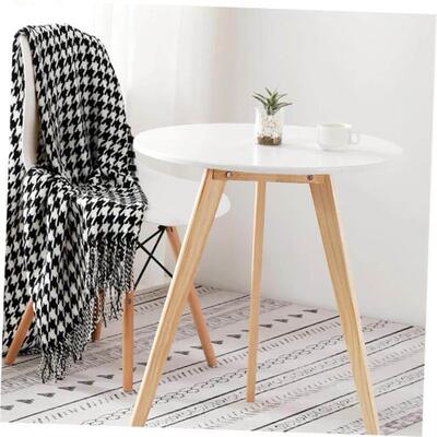 Small coffee table white circular table and chair a set tea