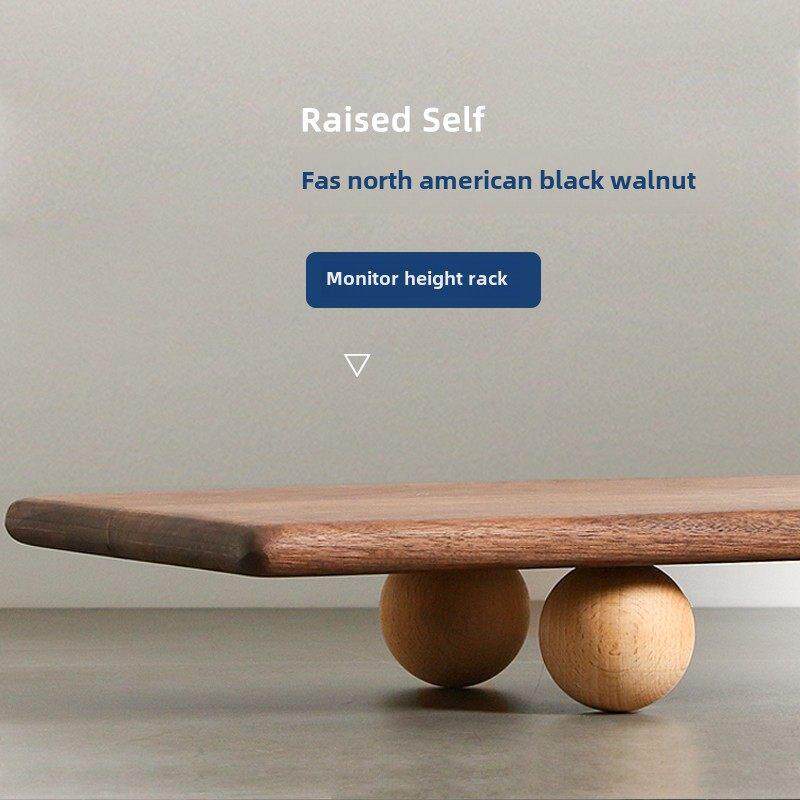 FAS黑胡桃台式电脑显示器增高架桌面实木办公室显示屏底座增高台