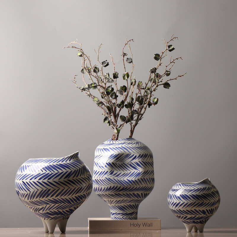 现代简约创意手绘陶瓷花瓶样板房酒店软装搭配客厅装饰品工艺摆件,家居饰品,花瓶,淘宝优惠券,粉丝福利购,淘宝优惠卷